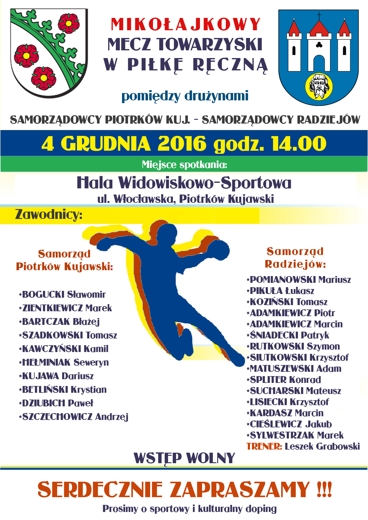 Mikołajkowy mecz towarzyski w piłkę ręczną 4 grudnia o godzinie 14.00